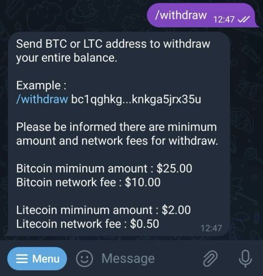 withdraw answer on bitkong affiliate bot