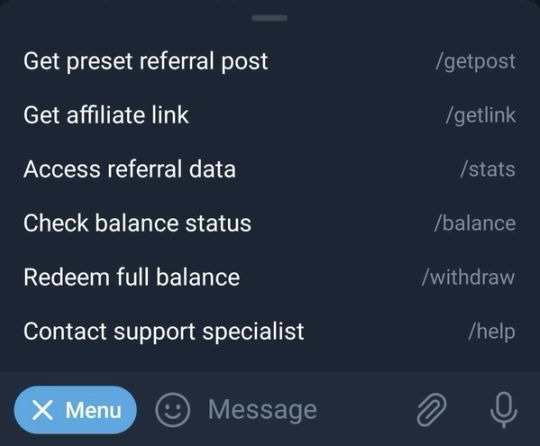 bitkong telegram affiliate bot menu