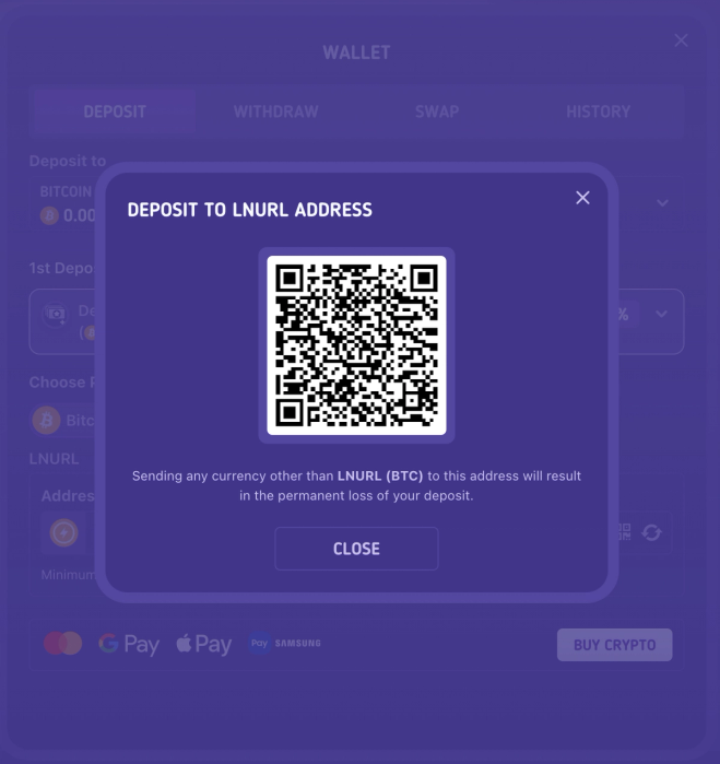 help center image for Simpledice with QR deposit with LNURL