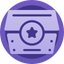 A chest with a star in the middle surrounded by a purple circle.