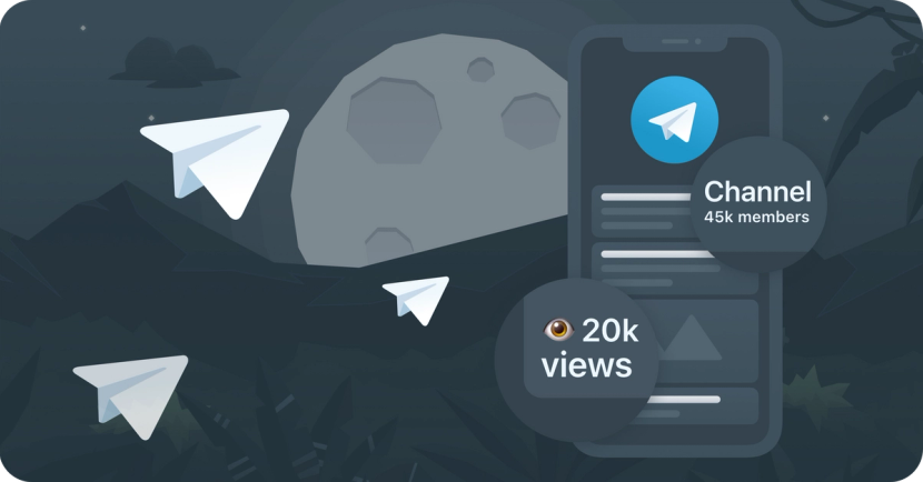Three paper airplanes flying towards the cellphone to the right with Telegram app opened.